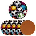 thumbnail image 2 of Football Set of 6 Cute Round Coasters, Microfiber Leather Drink Coasters for Table, 11x11 cm/4.3x4.3 Inches, Coasters for Home and Office Decor, 2 of 6