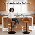 thumbnail image 5 of FIRAVOE Bar Stools Set of 4 (19.7" Large Base) Swivel Bar Stools with Back & Arms (24"-34" Height) Adjustable Faux Leather Barstools Bar Chairs for Kitchen Island, Caramel Brown, 5 of 10