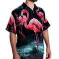 thumbnail image 2 of Flamingo Tropical Rainforest Men's Short Sleeve Hawaiian Shirt, Casual Printed Button Down Beach Tops, Summer Poplin Spread Collar Unisex Button Down Shirts, 2 of 6