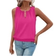 thumbnail image 5 of DAFPZW Women's Summer Tank Tops Loose Fit Pleated Scoop Neck Shirts Casual Sleeveless Keyhole Front Banded Bottom T Shirts, 5 of 9