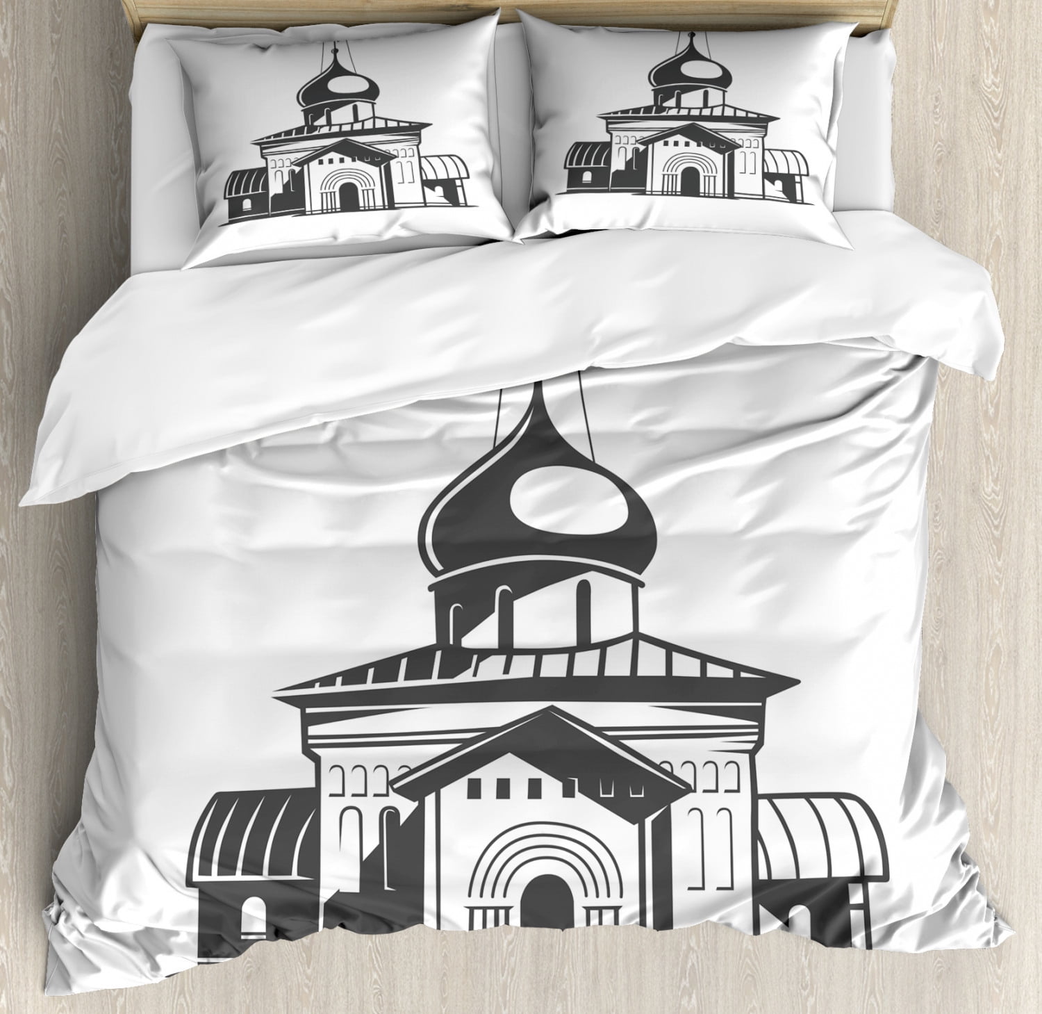 Russian Duvet Cover Set King Size, Slavic Architecture Hallmarks