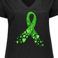 thumbnail image 4 of Inktastic Mental Health Awareness Ribbon with Green Hearts Women's Plus Size V-Neck T-Shirt, 4 of 5