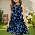 thumbnail image 2 of Abcomgle Girls Summer Dress Kids Casual Halter Neck Sleeveless Midi Dress Floral Print A-line Sundresses Flare Swing Dresses 3-4 Years,Blue, 2 of 7