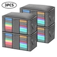 thumbnail image 2 of Eccomum 4 Pack Large Capacity Foldable Clothes Storage Bag Organizer with Clear Window,Reinforced Handle Thick Fabric for Comforters, Blankets, Bedding, Clothes with Sturdy Zipper (Grey), 2 of 7