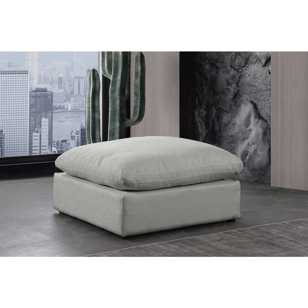 Meridian Furniture Comfy Grey Linen Textured Fabric Ottoman