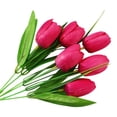 thumbnail image 2 of Wedding Home Decor Tulips Natural Tulip Artificial Flowers Artificial Tulips that Look Real Luxury Faux Tulips Bouquet Six Headed Tulip Artificial Decorative Flower 12.2 Inch (1Pcs), 2 of 4