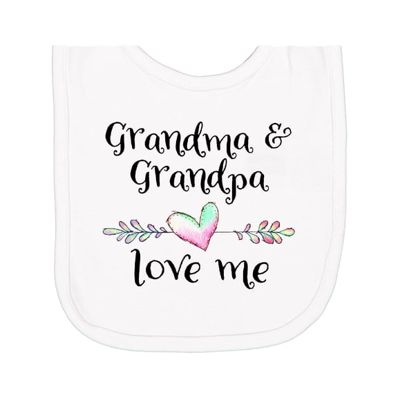 Inktastic Grandma and Grandpa Love Me Heart Grandchild Newborn Bib