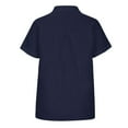 thumbnail image 4 of vigerkar Linen Shirts for Women Button Short Sleeve Summer Blouses Casual Beach Workout Collared Loose Fit Solid Tops Navy, L, 4 of 5