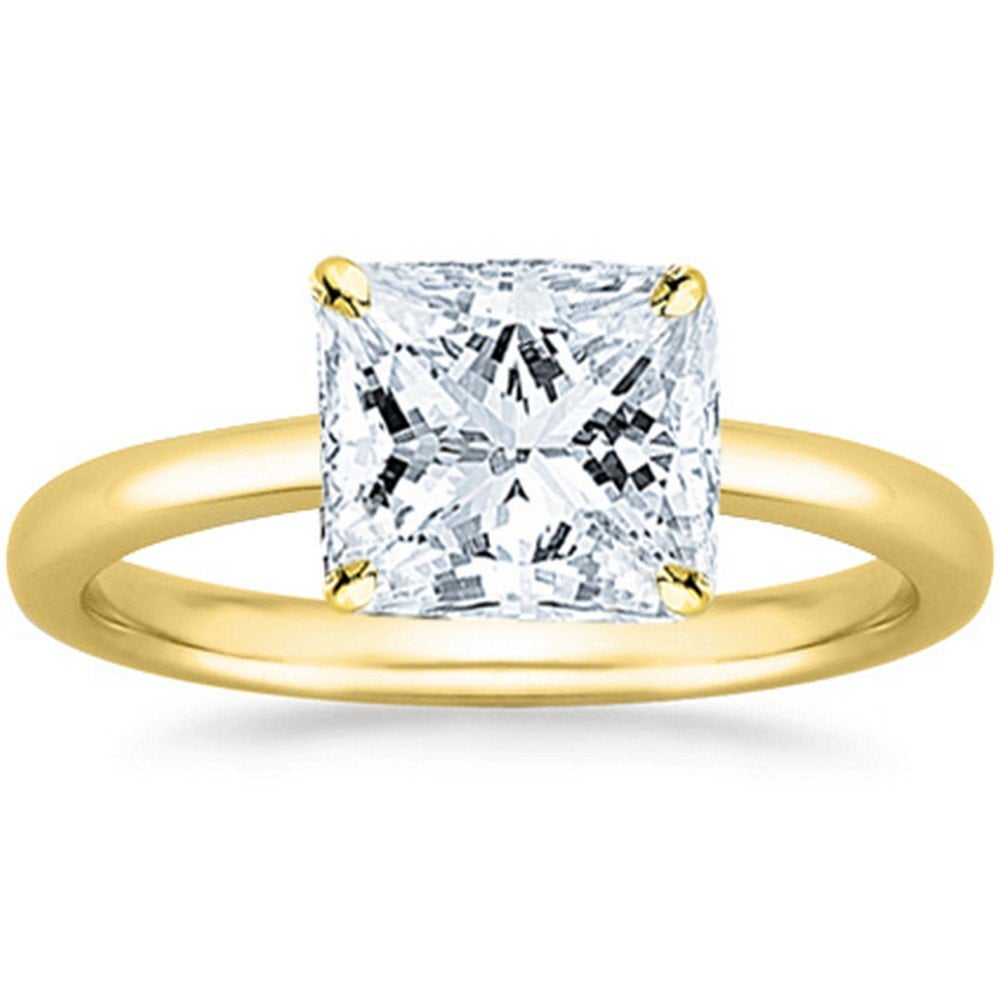 14K Yellow Gold 3/4 Carat Lab Grown Solitaire Princess Cut IGI Certified Diamond Engagement Ring (0.75 Ct,H-I VS2-SI1