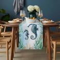thumbnail image 2 of Seahorse Coastal Table Runner - 36 Inch Long, Kitchen Dining Table Runner Dresser Scarves, Summer Beach Nautical Starfish Compass Farmhouse Decor for Coffee Tables Wedding Party Banquet, 2 of 8