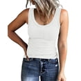 thumbnail image 2 of Daznico Women's Sleeveless Scoop Neck Ribbed Knit Tank Top, Fitted Basic Tight Shirt,Size L, 2 of 5