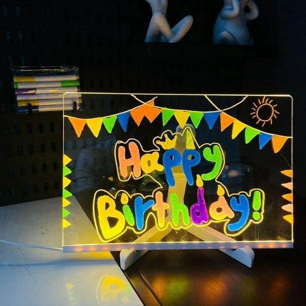 Tablero de Notas Borrable, Tablero de Dibujo para Bricolaje, Tablero Luminoso para Escribir A Mano, Tablero de Marcado de Información, Juego de Adornos