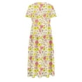 thumbnail image 5 of gljltg Women's Casual Flower Print Flowy Tiered Maxi Dress with Side Pockets, Polyester Spandex Lightweight Breathable Summer Winter, Beach Travel Work Party Outfit, Easy Care Washable, 5 of 6