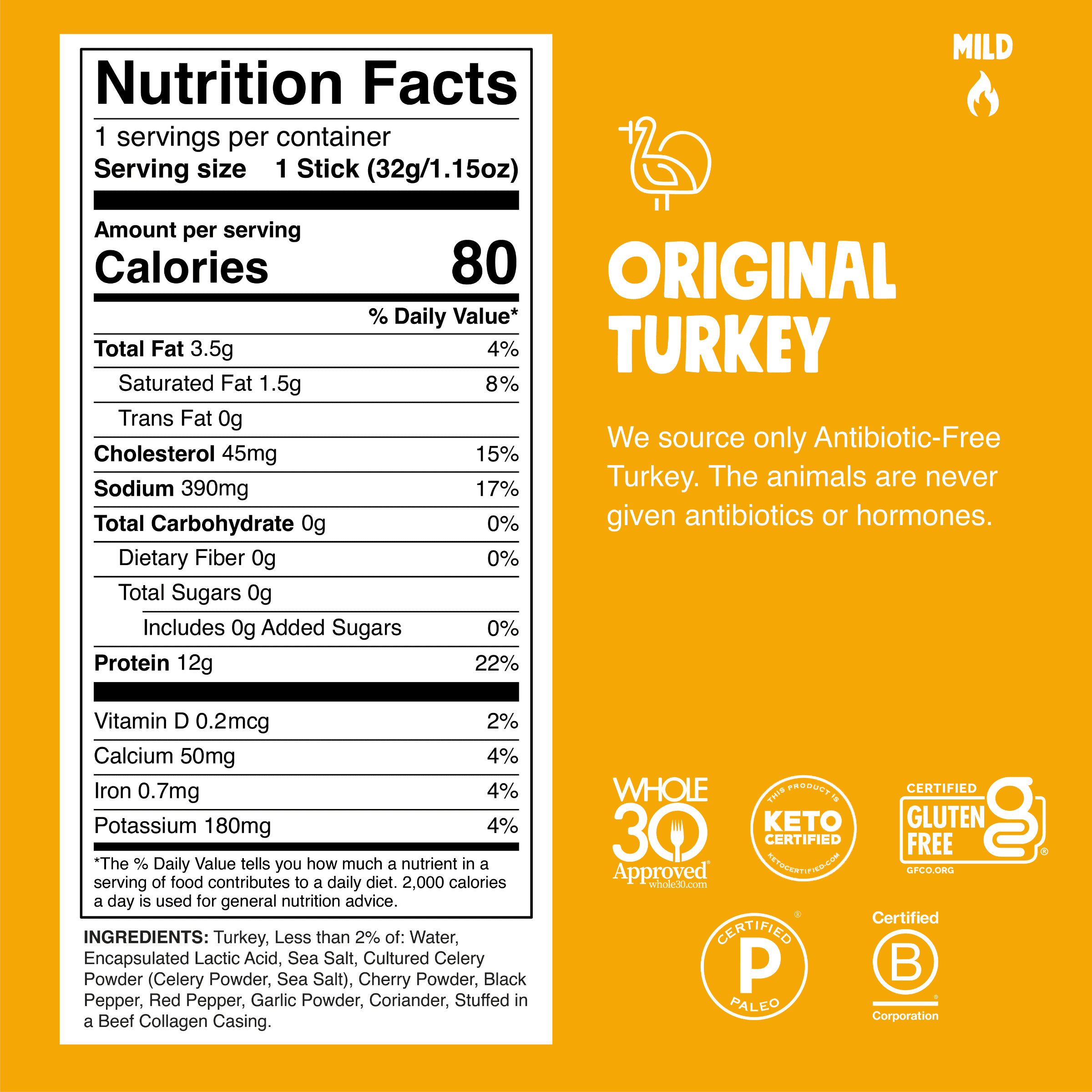Chomps Original Turkey Sticks 1.15oz - 8 Count Pouch