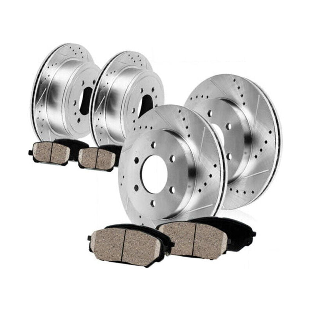 Hex Autoparts Front + Rear Drill Slot Brake Rotors & Ceramic Pads For ...