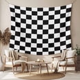 thumbnail image 2 of Simple Black White Checkered Small Tapestry for Bedroom Wall Hanging Tapestry, Lattice Buffalo Plaid Ceiling Backdrop Tapestries Poster Blanket Wall Decor for Teens Room Living Room Dorm 23" x 28", 2 of 8