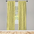 thumbnail image 2 of Ambesonne Botanical 4-Panel Curtains, Retro Flowers and Herbs, 56"x95", Khaki Pale Yellow, 2 of 4