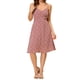 thumbnail image 2 of Vestido midi rojo con frente retorcido floral para mujer con tirantes ajustables INSPIRE CHIC, 2 of 7