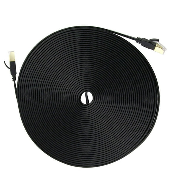 fastboy Cat7 Type Network Cable Home Office Hotel Flat Internet Cable Ethernet Cord Flat Type, Black, 15 Meter