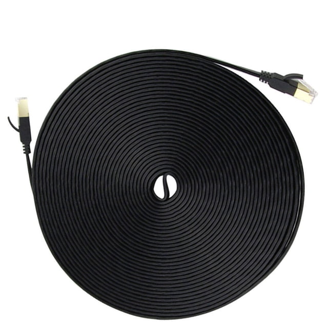 fastboy Cat7 Type Network Cable Home Office Hotel Flat Internet Cable Ethernet Cord Flat Type, Black, 15 Meter