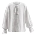 thumbnail image 2 of AINIYS Boys Girls Crewneck Shirt for Kids Medieval Ruffled Long Sleeve Renaissance Vintage Blouse Tops White 110, 2 of 8