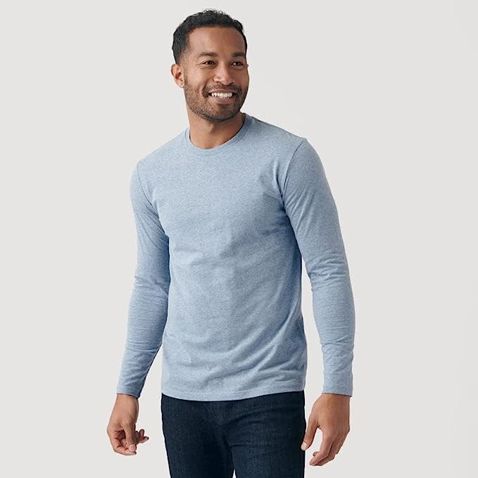 True Classic Long Sleeve Shirts for Men, Premium Fitted Crew Neck T-Shirts  and Gifts for Men. Heather Indigo, Small