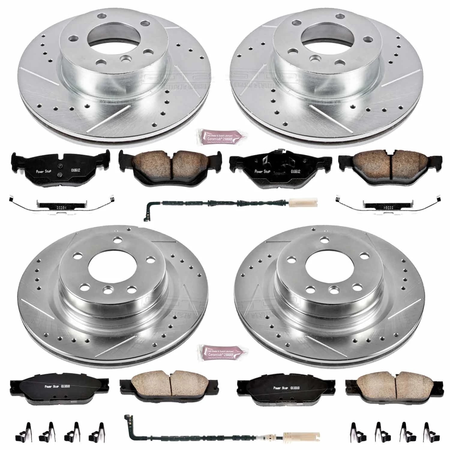 PowerStop Front and Rear Z23 Evolution Sport Carbon-Fiber Ceramic Brake Pad and Drilled & Slotted Rotor Kit Fits: BMW Select Models K4106