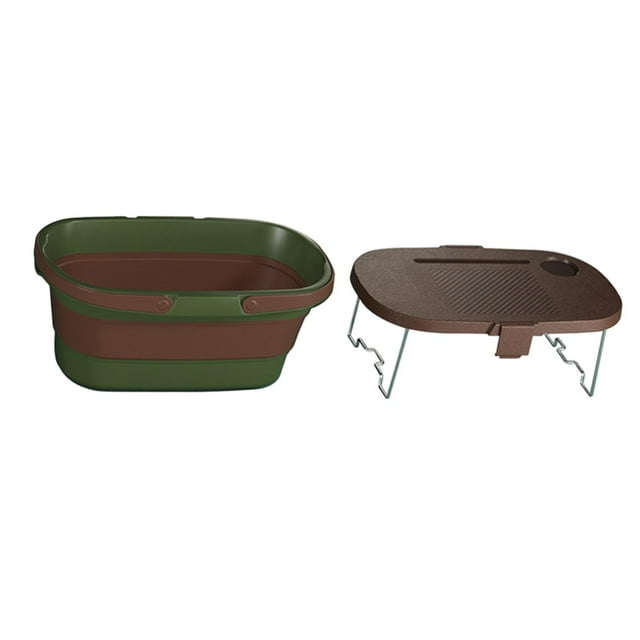 Cesta de picnic plegable con asas y tapa organizadora, recipiente plegable a prueba de fugas Café verde