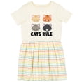 thumbnail image 3 of Inktastic Cats Rule with Cat Heads Girls Toddler Dress, 3 of 5