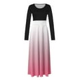 thumbnail image 5 of Kaemgyyd Fall Dresses for Women Casual Long Sleeve Loose Maxi Dresses Fashion Gradatio Crewneck Pleated Flowy Dresses, 5 of 5