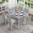 thumbnail image 3 of Baxluxe 7 Piece Kitchen Dining Set, Kitchen Table Set for 6, Marble Dining Table and 6 PU Leather Chairs for Small Kitchen, Apartment, Dining Room,Gray, 3 of 7