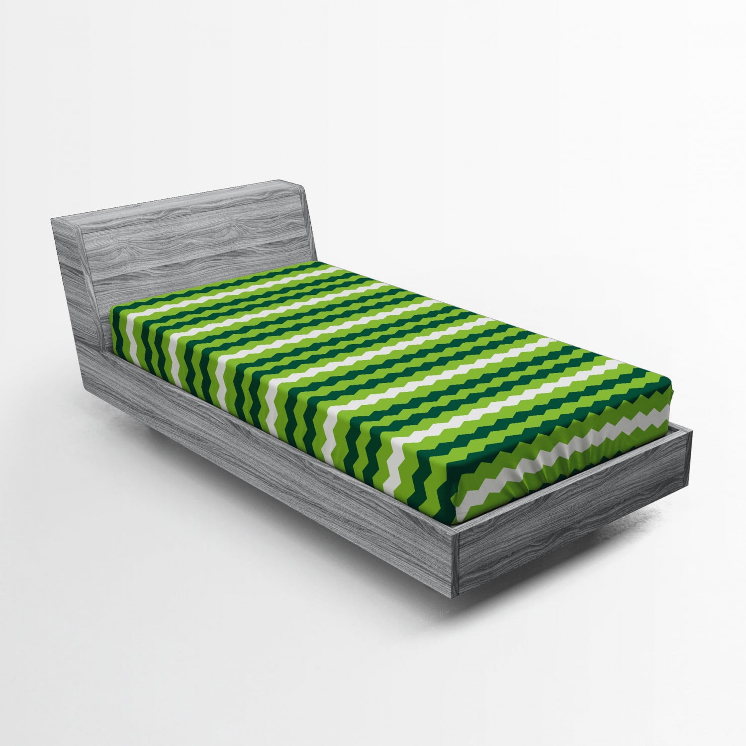 Green Fitted Sheet Wavy Horizontal Lines in Vibrant Colors Traditional Irish Pattern, Soft