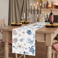 thumbnail image 2 of Blue Brown Coastal Short Table Runner 36 Inches Long,Nautical Summer Beach Sea Turtle Cotton Linen Table Runners Dresser Scarves,Tabletop Scarf Furniture Cover for Home Dinner Party Decor 13"x36", 2 of 8