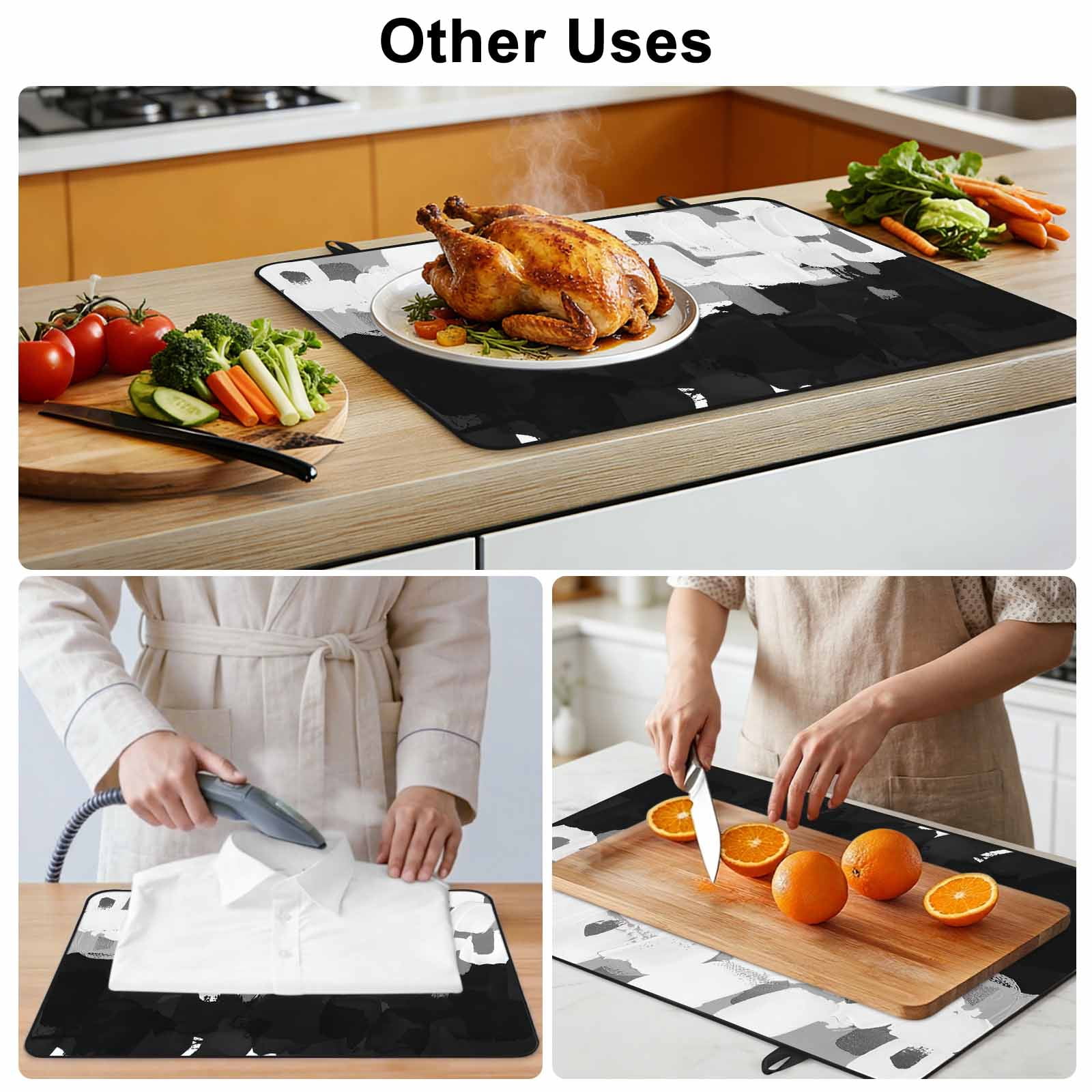 Black White Stove Top Cover for Electric Stove, Heat-proof & Non Slip Glass Top Stove Cover Protector, Abstract Graffiti Paint Country Retro Tribal Kitchen Flat Cooktop Rubber Mat 24x21 Inches