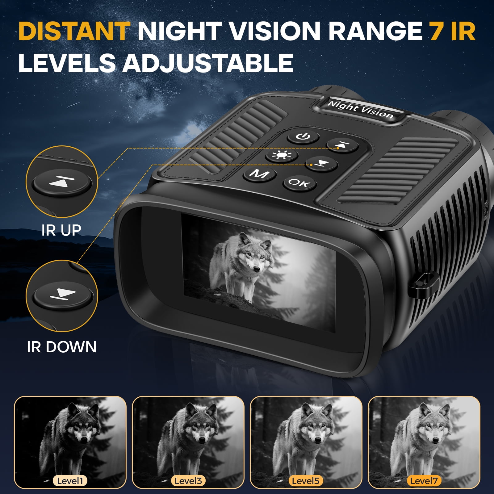 LAKWAR 8X Night Vision Binoculars for Total Darkness with 32G TF Card Infrared Digital Night Vision Binocular with Large Viewing Screen Hunting Binoculars for Day and Night