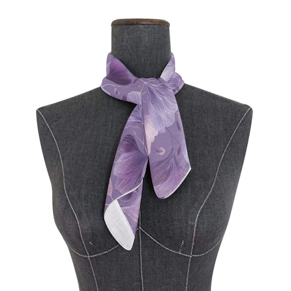 Square Scarf 24x24 Inch Ppurple Lace-like Flowers Silky Satin Sun Protection Neck Scarf for Women Multi-Purpose Head Wrap Bandana for Hair Bag Decoration