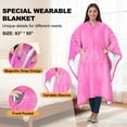 thumbnail image 3 of Catalonia Sherpa Wearable Blanket Poncho for Adult Women Men, Wrap Blanket Cape with, Pink, 3 of 5