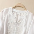 thumbnail image 5 of Jxximdong Tshirts for Women Women's Embroidered Shirt Summer V Neck Slim And Simple Solid Color 45720 Sleeve Top White Summer Tops XXL, 5 of 9