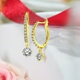 thumbnail image 2 of JeenMata 1 Carat Round Brilliant Cut Diamond and Moissanite - 4 Prong Pave Set Huggie Hoop Earrings - 18K Yellow Gold Plating over Silver, 2 of 6
