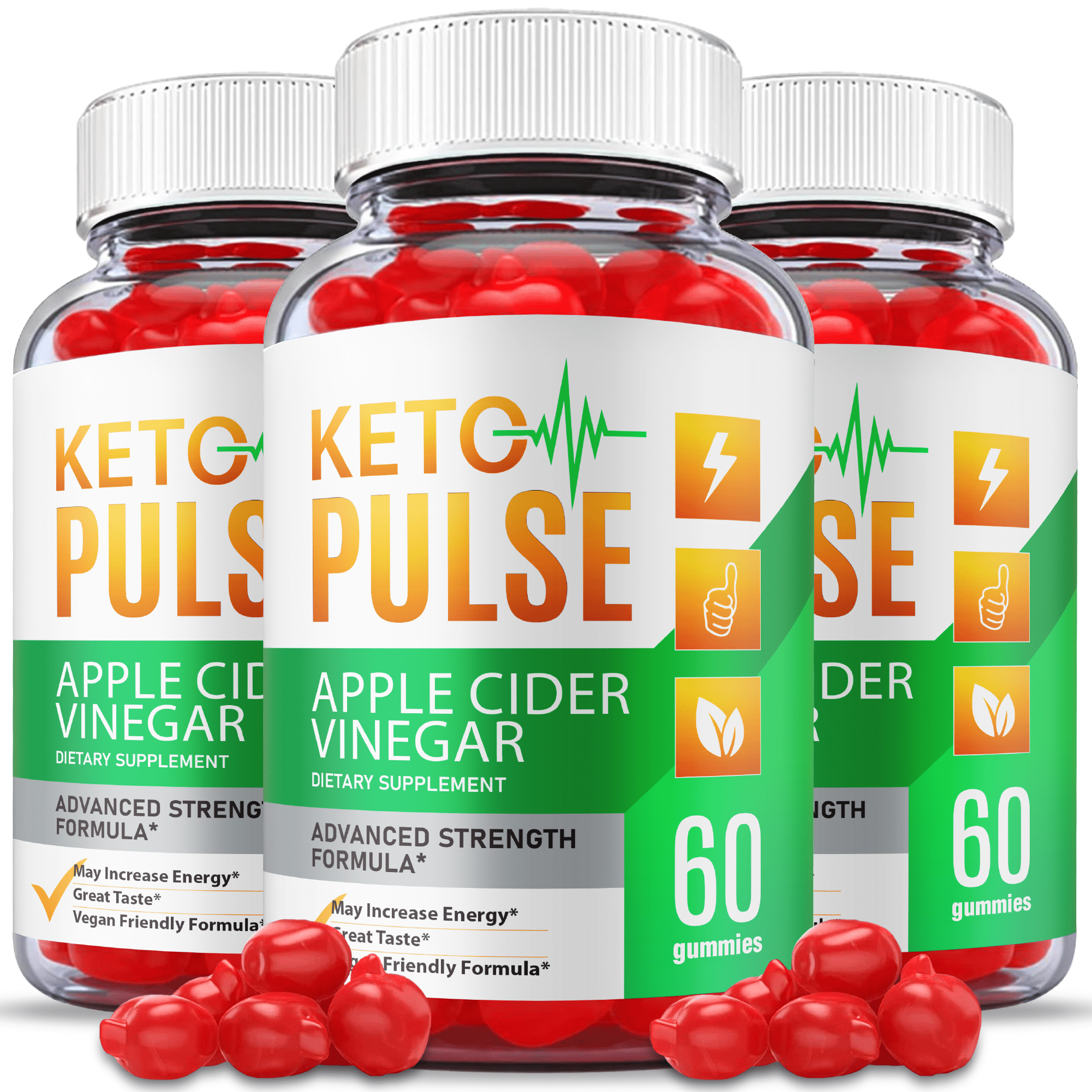 (3 Pack) Pulse ACV Keto Gummies Official Formula, Vegan Keto Plus
