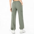 thumbnail image 4 of Women's Wide Leg Sweatpants Drawstring Waist Baggy Cargo Pants Casual Elastic Waisted Trousers with Pockets Green XL, 4 of 6