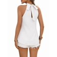 thumbnail image 5 of Women'S Sleeveless Chiffon Twist Halter Neck Tank Tops Back Tie Summer Solid Blouse White XL, 5 of 10