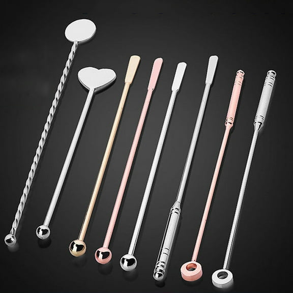 FRCOLOR  5 Pcs Stainless Steel Stirring Rod Cocktail Cocktails Drink Picks Golden