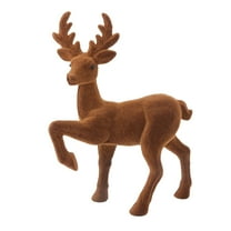 Miniature Deer Figurine Ornament, Soft Flocking Deer Decor, Animal Model for Office Home Desk Nightstand （K）
