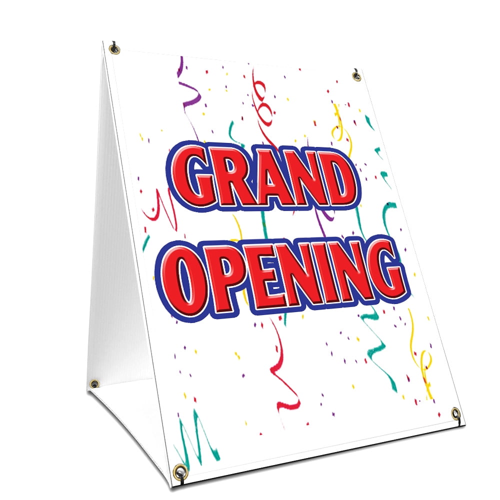 Aframe Sidewalk Grand Opening Sign With Graphics On Each Side 18" X