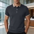 thumbnail image 6 of DPTALR Men's Casual Contrast Trim Short Sleeve Button Polo Shirt,Gray,Big Men's,Tall Men's XXL,Young Men's T-shirt, 6 of 7
