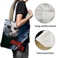 thumbnail image 3 of Jason Voorhees: Viernes 13 Bolso de tela con estampado de lienzo para mujer, bolsa de compras reutilizable y estética, con cremallera interior, regalo para mujer,40*45cm., 3 of 6