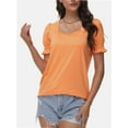 thumbnail image 2 of 3-pack Black&Coral color&pinkstripe Tops for Women Summer Casual Ruffle Trim Sleeve Square Neck T Shirts, 2 of 6