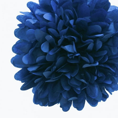 Dress My Cupcake 10" Navy Blue Tissue Paper Pom Poms, Set of 4