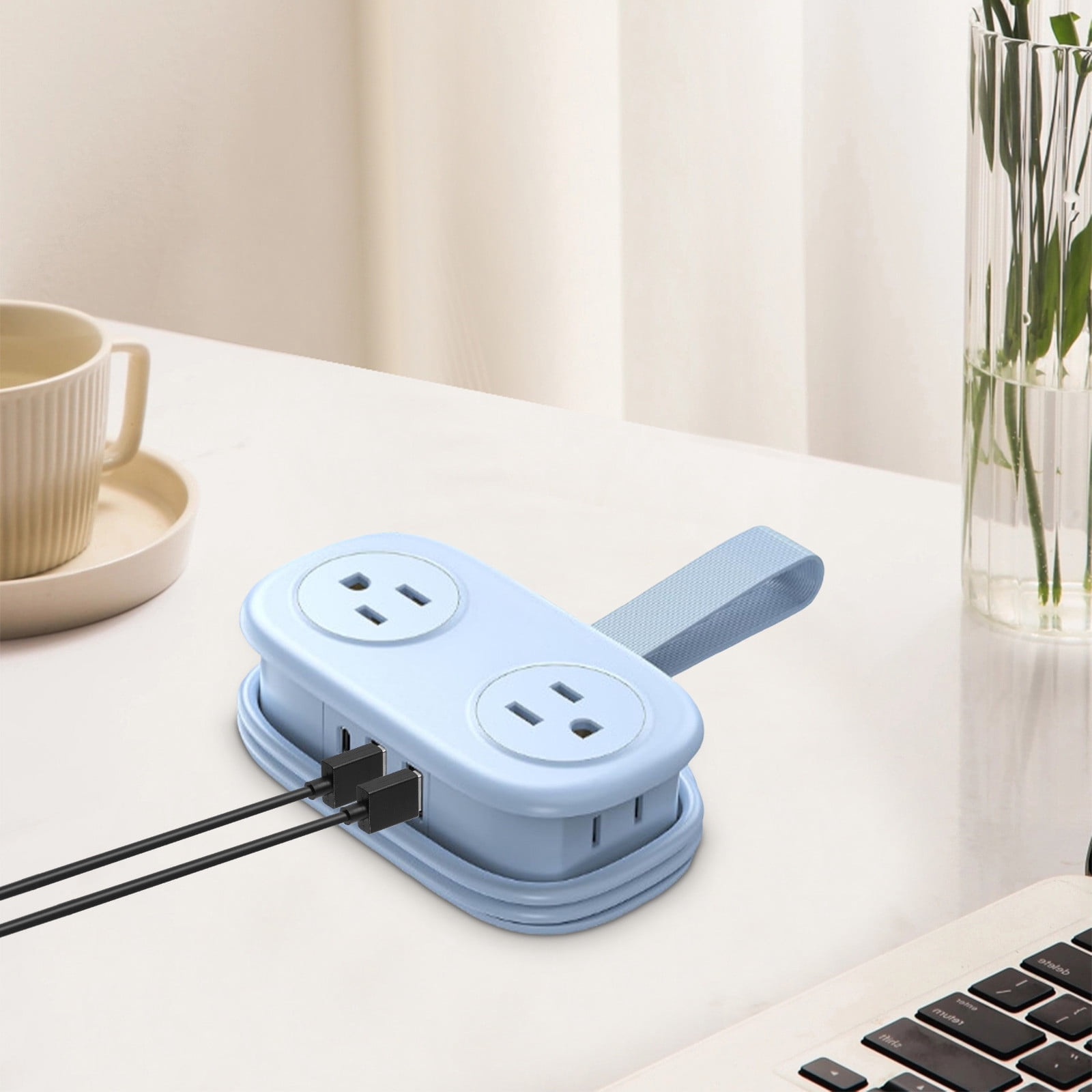 Travel Power Strip, Travel Extension Cord, Mini Extension Cord with 4 Outlets 3 USB Ports (1 USB C) with 4FT Wrapped Short Extension Cord Small Power Strip, Suitable for Home Hotel Travel